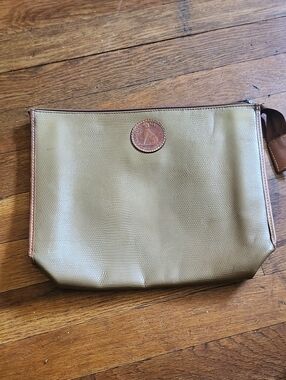 Men's Travel Pouch in Olive with Leather Trim